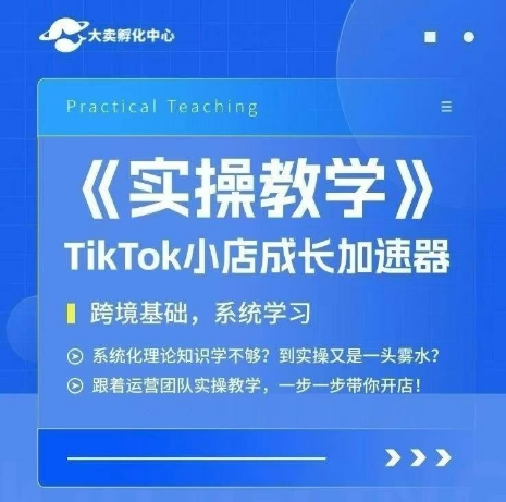 大卖家孵化中心TikTok实操课，TikTok小店成长加速器，跨境基础系统学习，一步一步带你开店-九零网创