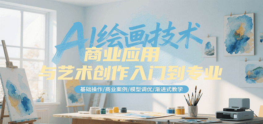AI绘画技术商业应用与艺术创作入门到专业，基础操作/商业案例/模型调优/渐进式教学-九零网创