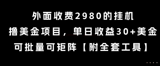 外面收费2980的挂G撸美金项目，单日收益30+美金，可批量可矩阵【揭秘】-九零网创