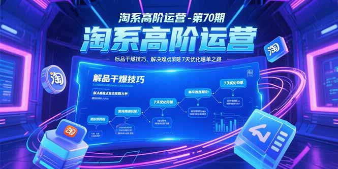 淘系高阶运营-第70期，标品干爆技巧，解决难点策略，大佬操盘方法-九零网创