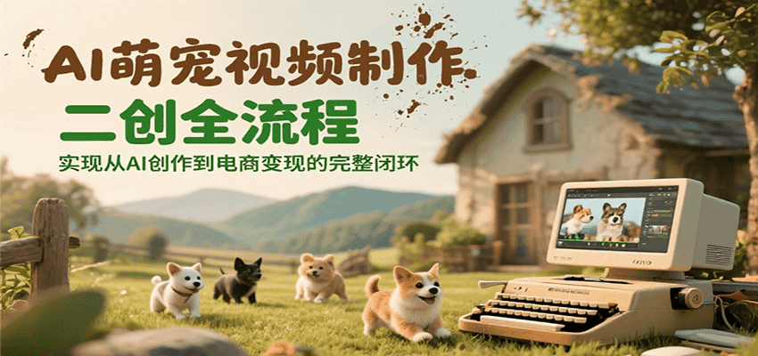 AI萌宠视频制作二创全流程，实现从AI创作到电商变现的完整闭环-九零网创