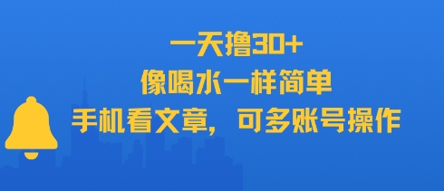 一天撸30+，像喝水一样简单，手机看文章，可多账号操作-九零网创