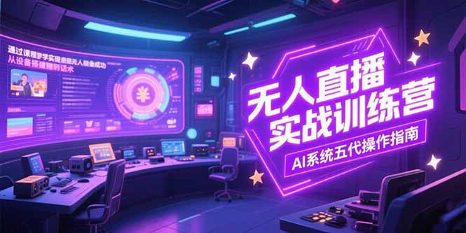 无人直播实操训练营，从设备搭建到话术，AI系统五代操作指南(7月更新-九零网创