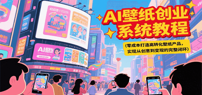 AI壁纸创业系统教程，零成本打造高转化壁纸产品，实现从创意到变现的完整闭环-九零网创