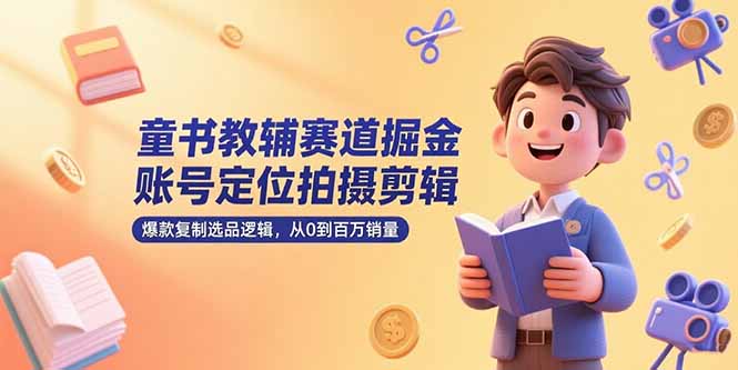 童书教辅赛道掘金，账号定位拍摄剪辑，爆款复制选品逻辑，从0到百万销量-九零网创