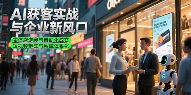 AI获客实战与企业新风口，实体店逆袭与自动化成交 短视频矩阵与私域体系化-九零网创