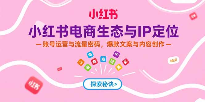 小红书电商生态与IP定位，账号运营与流量密码，爆款文案与内容创作-九零网创