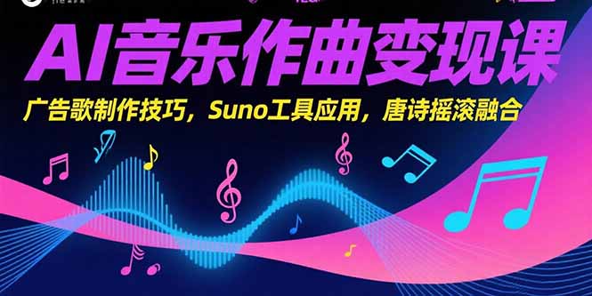 AI音乐作曲变现课，广告歌制作技巧，Suno工具应用，唐诗摇滚融合-九零网创