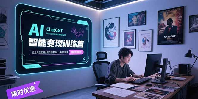 AI智能变现训练营，ChatGPT写作变现，电影解说制作，图文带货方法论-九零网创