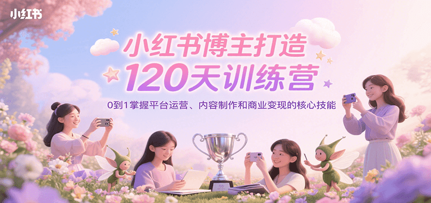小红书博主打造120天训练营，0到1掌握平台运营、内容制作和商业变现-九零网创