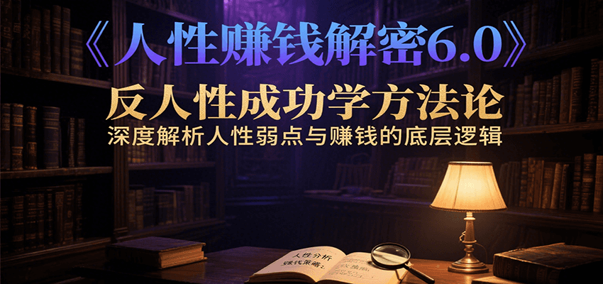 人性赚钱解密6.0，反人性成功学方法论，深度解析人性弱点与赚钱的底层逻辑-九零网创