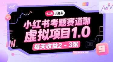 小红书考题赛道虚拟项目1.0，项目操作简单，每天收益2-3张-九零网创