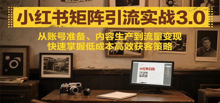 小红书矩阵引流3.0，从账号准备、内容生产到流量变现，快速掌握低成本高效获客策略-九零网创