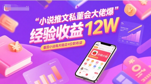 小说推文私董会大佬爆单经验分享收益12W，番茄小说每天稳定4位数收益-九零网创