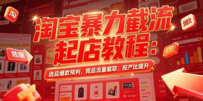 淘宝暴力截流起店教程：选品爆款预判，竞品流量截取，投产比提升-九零网创