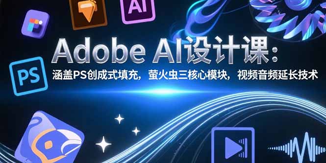 Adobe AI设计课：涵盖PS创成式填充，萤火虫三核心模块，视频音频延长技术-九零网创