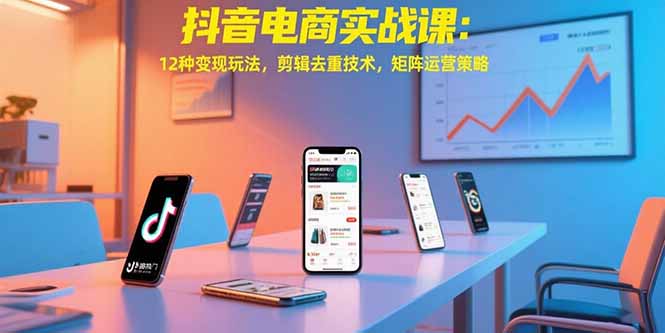 抖音电商实战课：12种变现玩法，剪辑去重技术，矩阵运营策略-九零网创