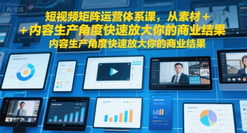 短视频矩阵运营体系课，从素材+内容生产角度快速放大你的商业结果-九零网创