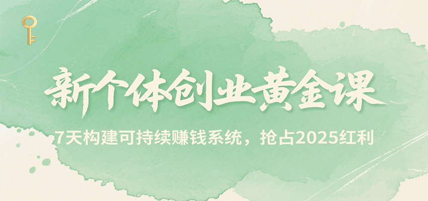 新个体创业黄金课，7天构建可持续赚钱系统，抢占2025红利-九零网创
