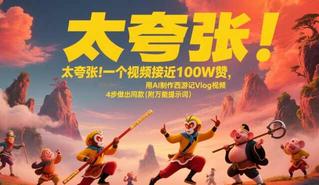 太夸张！一个视频接近100W赞，用AI制作西游记Vlog视频，全流程拆解来了(附万能提示词)-九零网创
