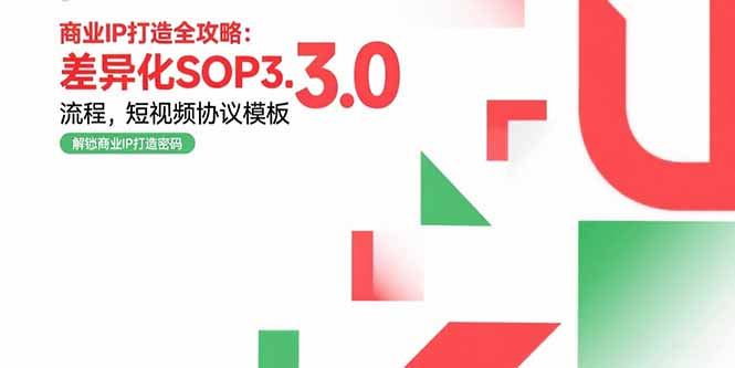 商业IP打造全攻略：差异化SOP3.0流程，短视频协议模板，婚恋项目实战案例-九零网创