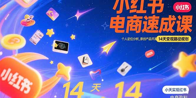 小红书虚拟电商速成课：个人定位分析，原创产品开发，14天变现路径规划-九零网创