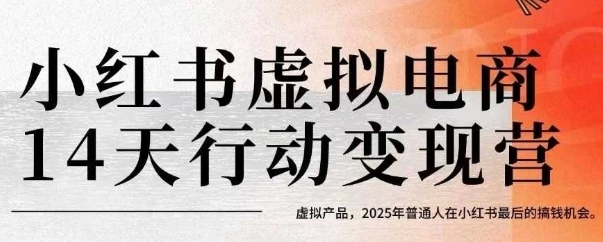 小红书虚拟电商14天变现训练营，虚拟产品，2025年普通人在小红书最后的搞钱机会-九零网创