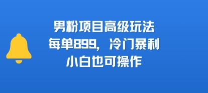 男粉项目高级玩法，每单899，冷门暴利，小白也可操作-九零网创
