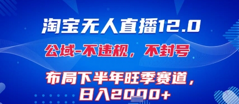 淘宝无人直播12.0，不封号，不违规，布局下半年旺季赛道，日入1k+(独家技术)【揭秘】-九零网创