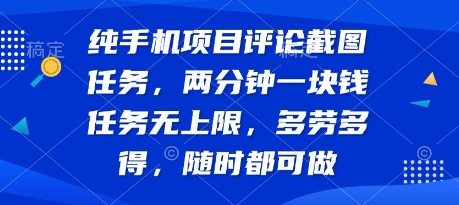 纯手机项目评论截图任务，两分钟一块钱 任务无上限多劳多得，随时随地都能做【揭秘】-九零网创