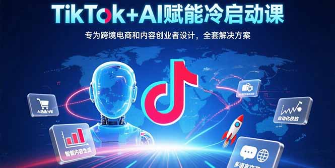 TikTok+AI赋能冷启动课：专为跨境电商和内容创业者设计，全套解决方案-九零网创