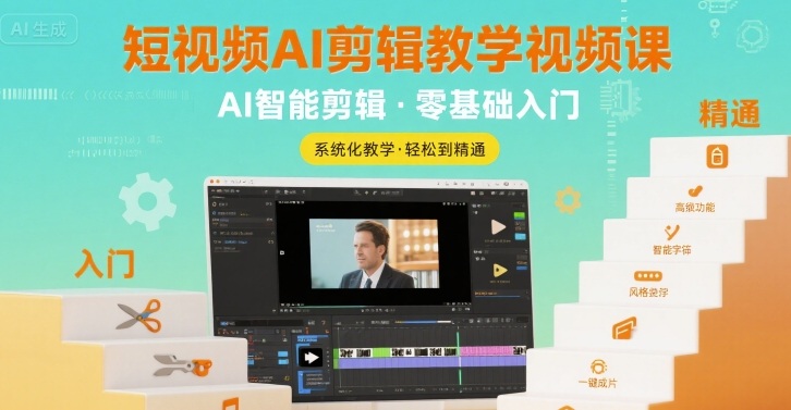 短视频AI剪辑教学视频课，入门到精通-九零网创