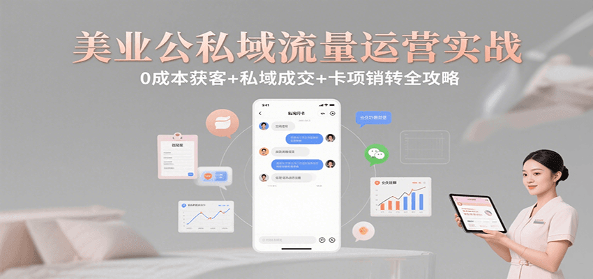 美业公私域流量运营实战：0成本获客+私域成交+卡项销转全攻略-九零网创