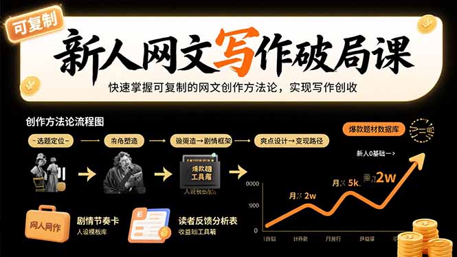 新人网文写作破局课：快速掌握可复制的网文创作方法论，实现写作创收-九零网创