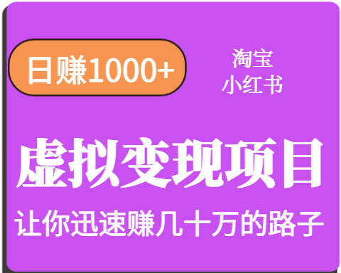 淘宝OR小红书虚拟变现，日赚1000+，多账号操作年收入几十W不等-九零网创