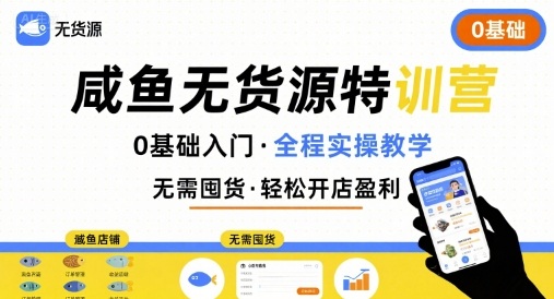 无货源特训营，0基础带你玩转咸鱼无货源-九零网创