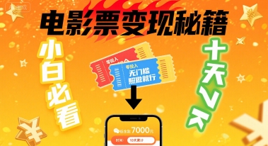 小白必看！卖电影票项目，零投入无门槛谁都能做，十天到手 7k，照做就行【揭秘】-九零网创