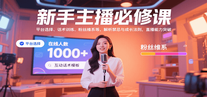 新手主播必修课：平台选择、话术训练、粉丝维系等，解析禁忌与成长法则，突破直播能力-九零网创