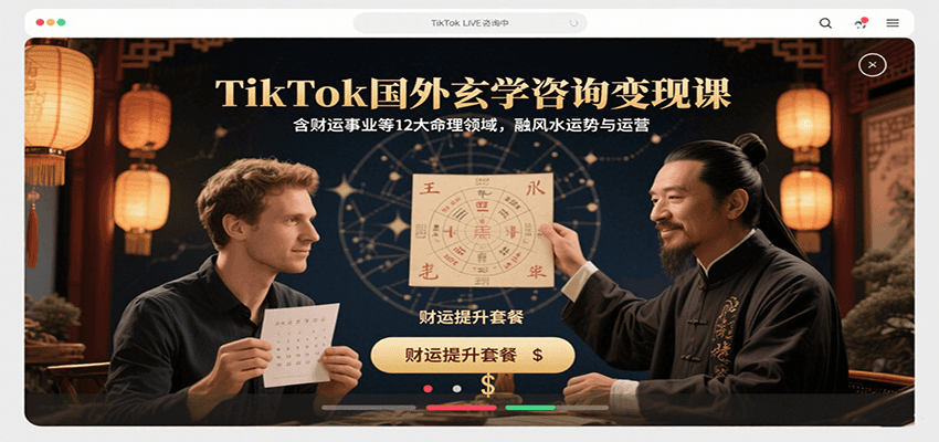 TikTok国外玄学咨询变现课，含财运事业等12大命理领域，融风水运势与运营-九零网创