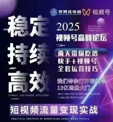 坏男孩电商视频号7月1号线下课，视频号短引、精细化模型打法，三频共振，无人，快手全站精细化运营-九零网创