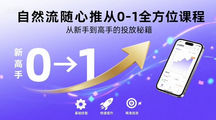 自然流随心推从0-1全方位课程，从新手到高手的投放秘籍-九零网创