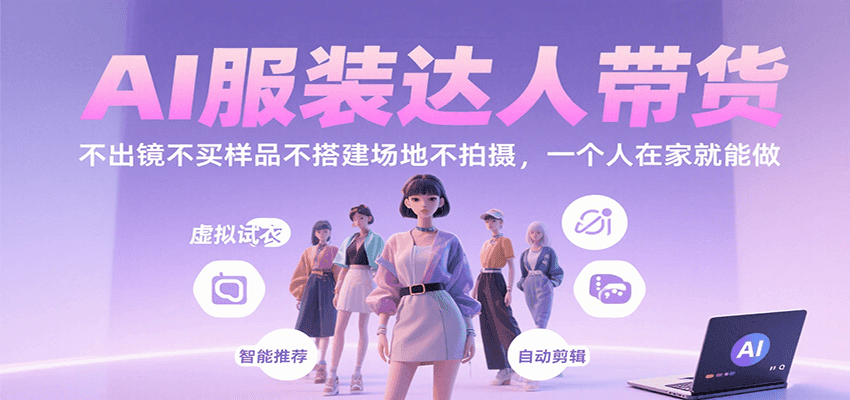 AI服装达人带货，不出镜不买样品不搭建场地不拍摄，一个人在家就能做-九零网创