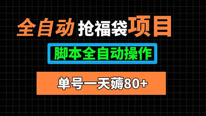 全自动抢福袋项目，单号一天80+脚本全自动操作-九零网创