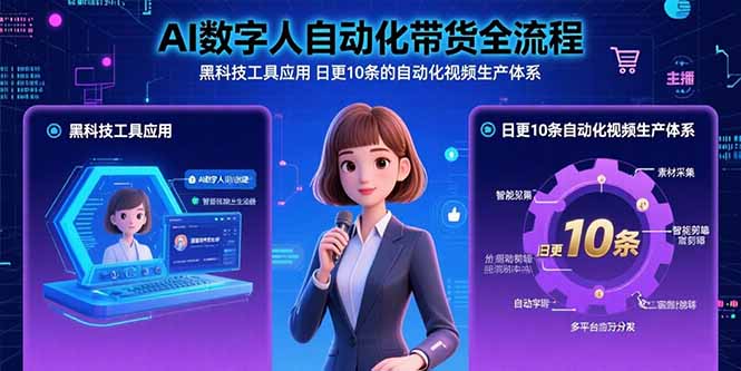 AI数字人自动化带货全流程：黑科技工具应用 日更10条的自动化视频生产体系-九零网创