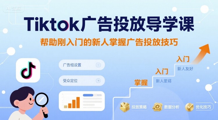 Tiktok广告投放导学课，帮助刚入门的新人掌握广告投放技巧-九零网创
