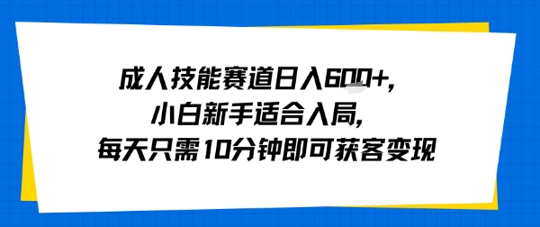 成人技能赛道日入多张，小白新手适合入局，每天只需10分钟即可获客变现-九零网创