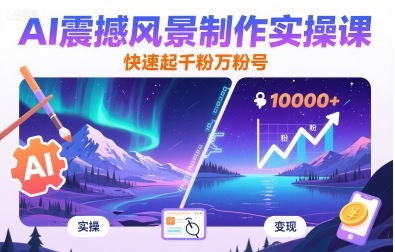 AI震撼风景制作实操课，快速起千粉万粉号-九零网创