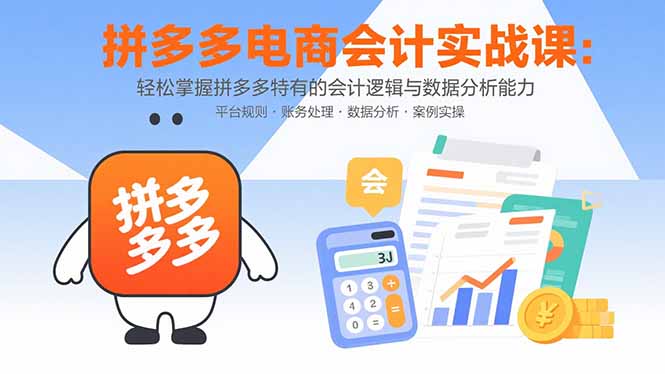 拼多多电商会计实战课：轻松掌握拼多多特有的会计逻辑与数据分析能力-九零网创