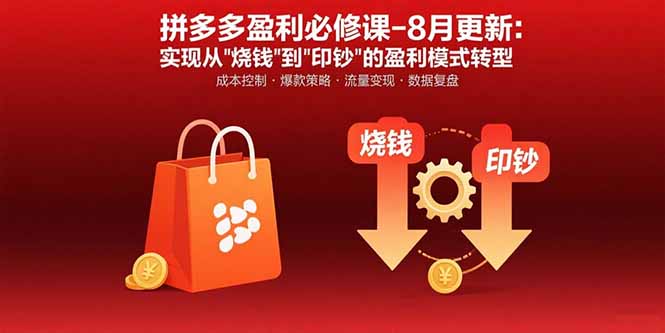 拼多多盈利必修课-8月更新：突破运营瓶颈 实现从烧钱到印钞的盈利模式转型-九零网创