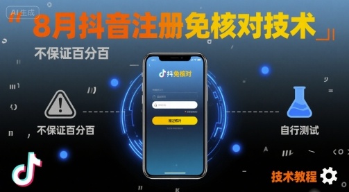 8月抖音注册免核对技术，不保证百分百，自测-九零网创